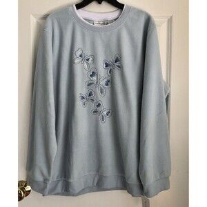 Madison Taylor Women's Sweater Plus Size 2X Blue Pullover Embroidered BUTTERFLY